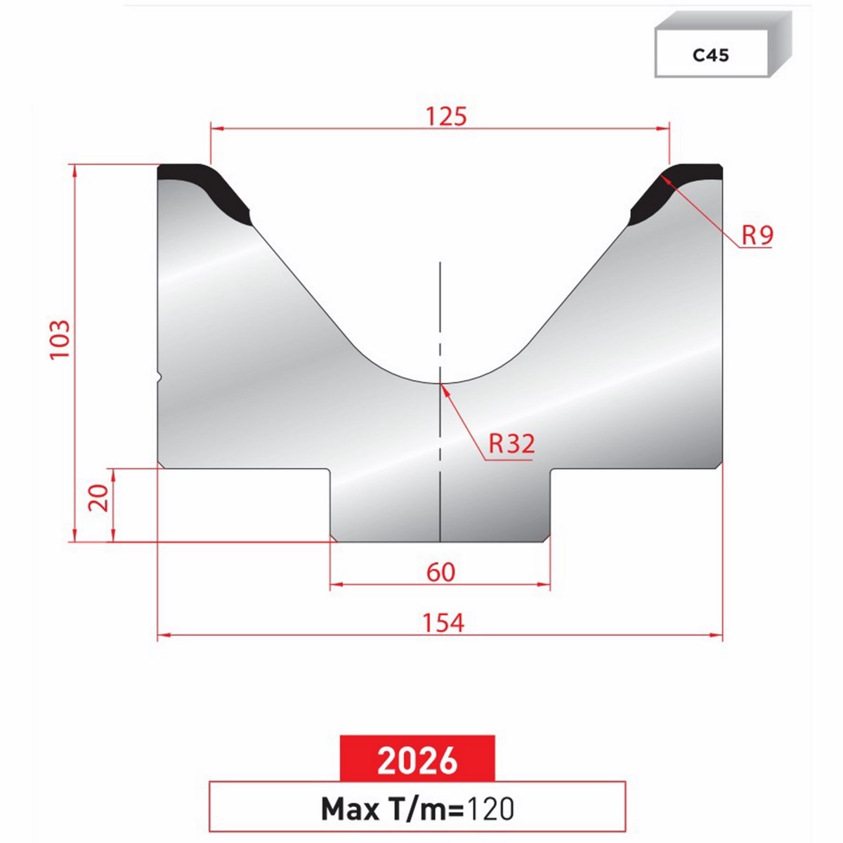 Matrice 1V - 80° N° 2026 Lg: 805 mm Fractionné