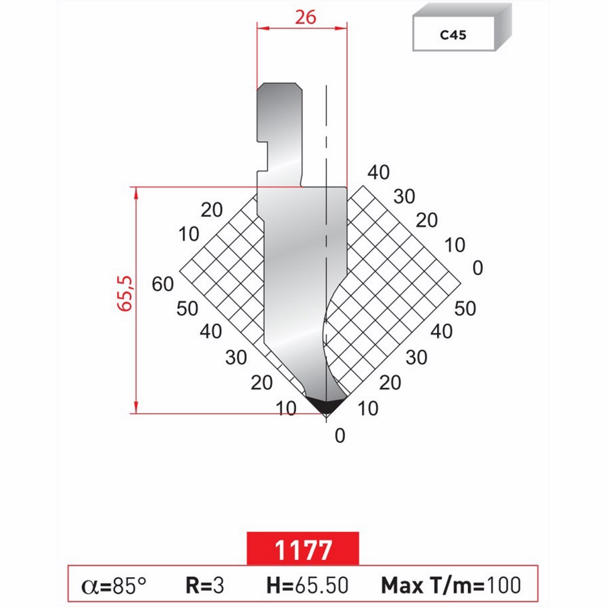 Poinçon 1177 Lg: 805 mm Fractionné