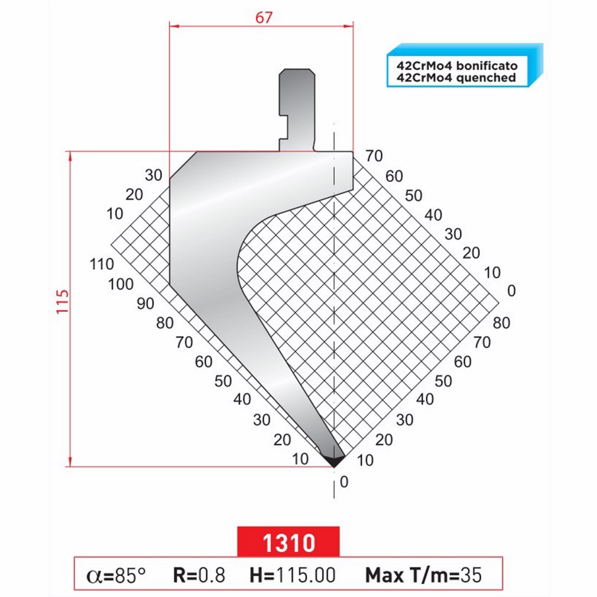 Poinçon 1310 Lg: 805 mm Fractionné