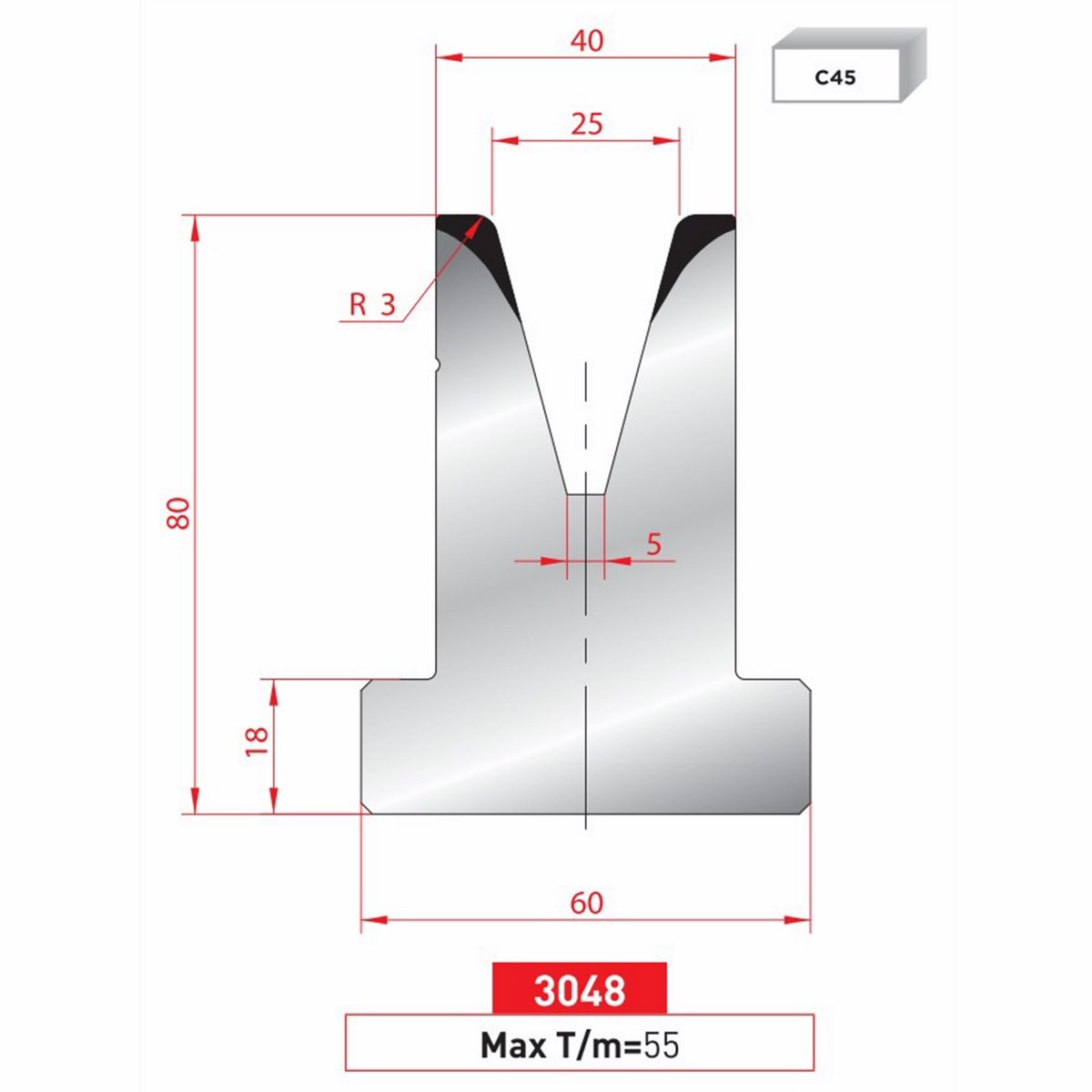 Matrice T - 30° N° 3048 Lg: 835 mm