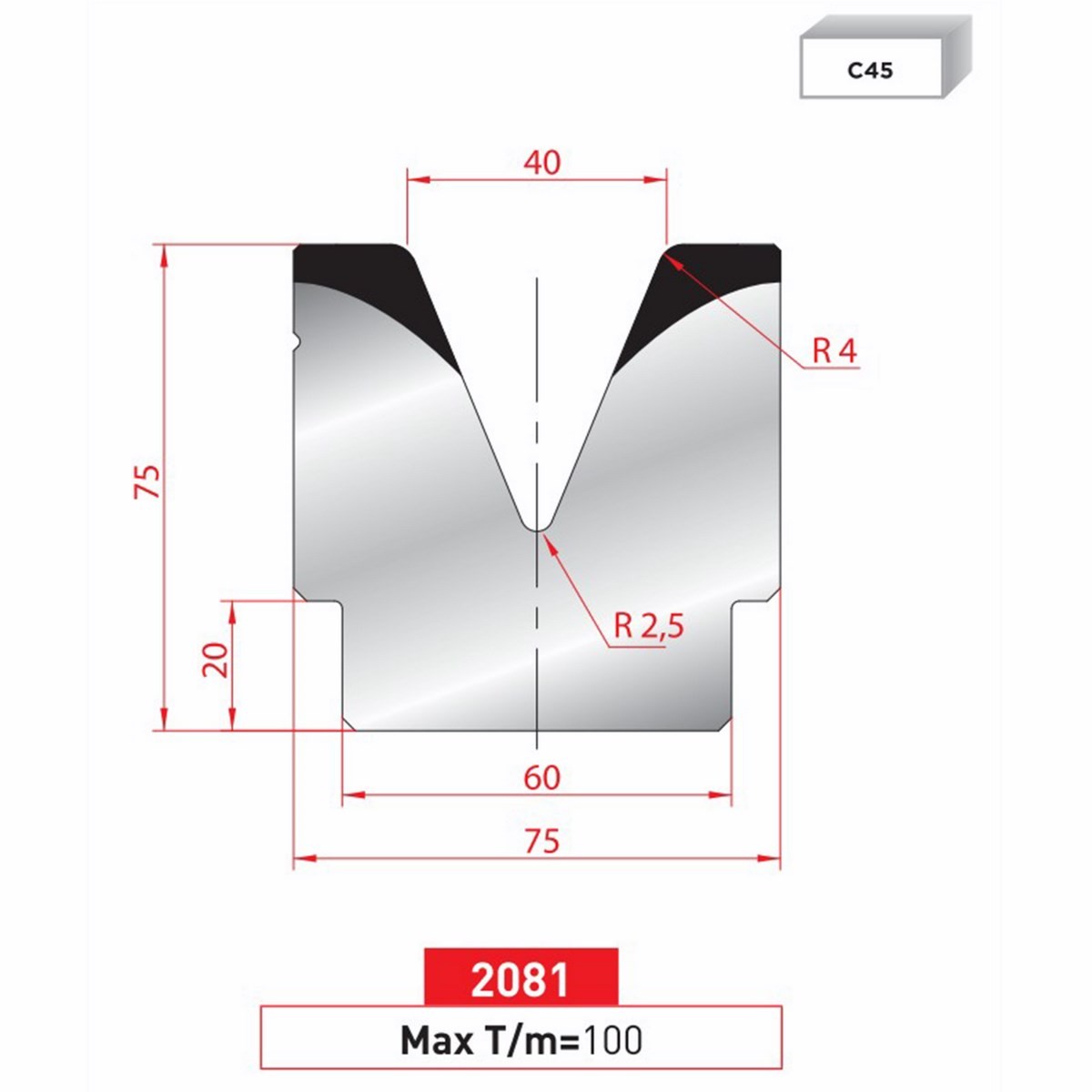 Matrice 1V - 45° N° 2081 Lg: 415 mm