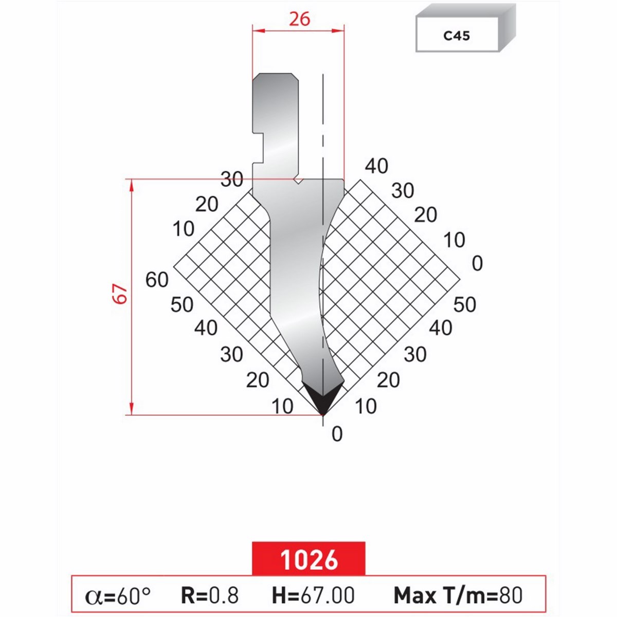 Poinçon 1026 Lg: 835 mm