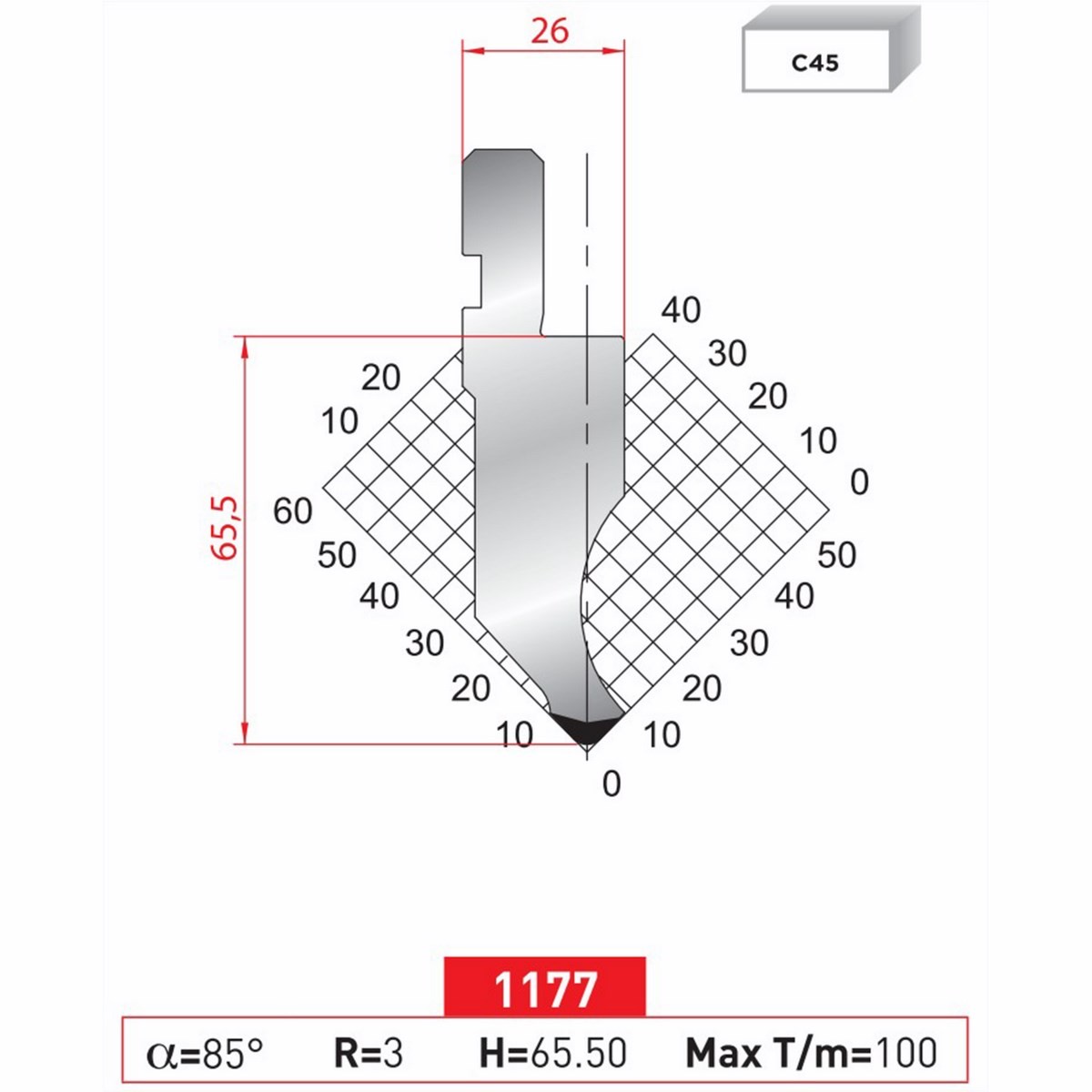 Poinçon 1177 Lg: 835 mm