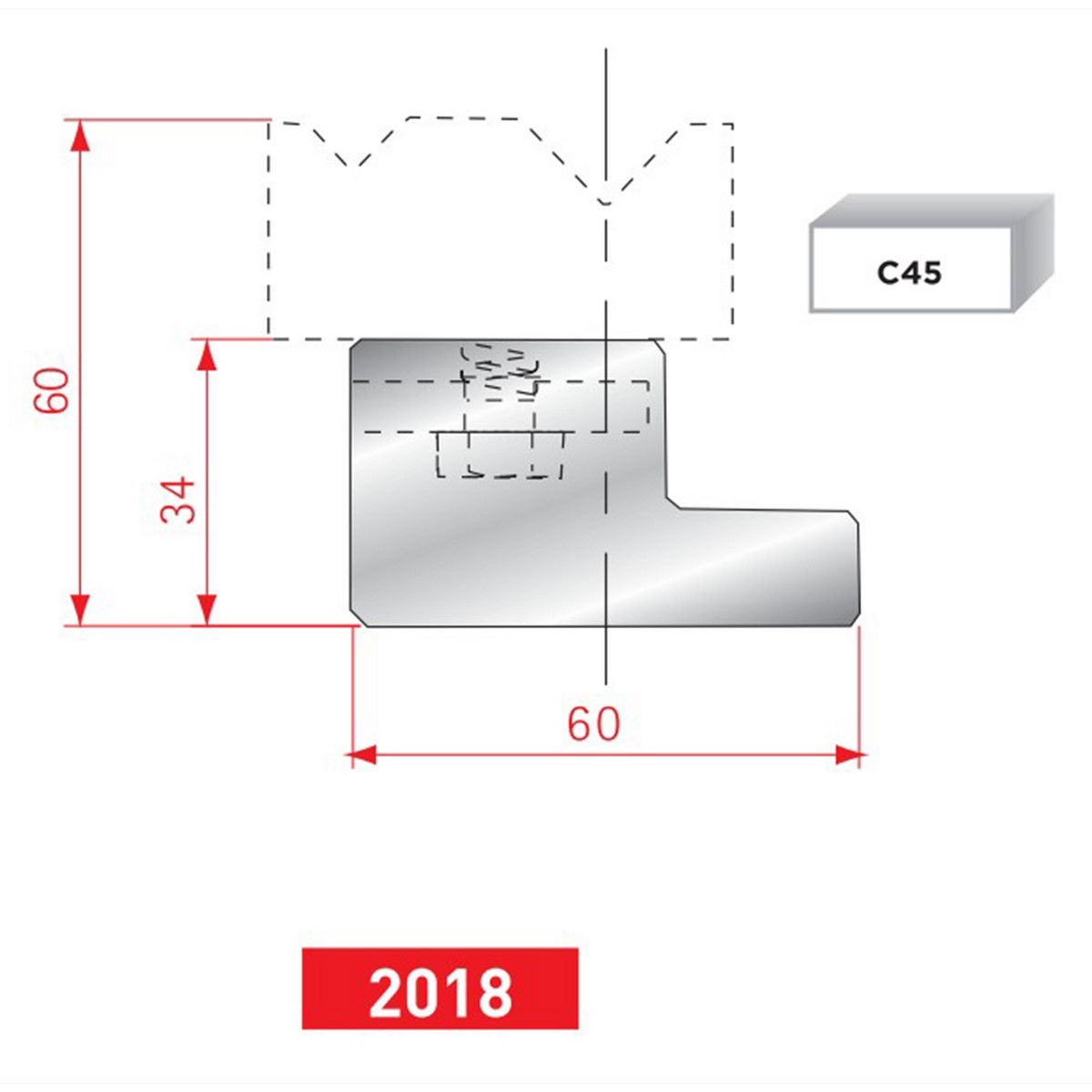 Support matrice 2V - N° 2018 Lg: 835 mm