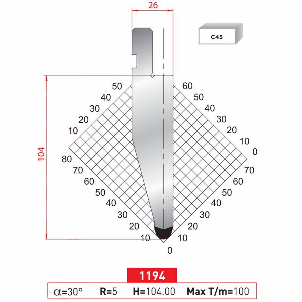 Poinçon 1194 Lg: 835 mm