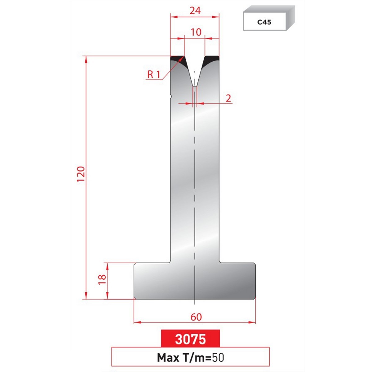 Matrice T - 30° N° 3075: 835 mm