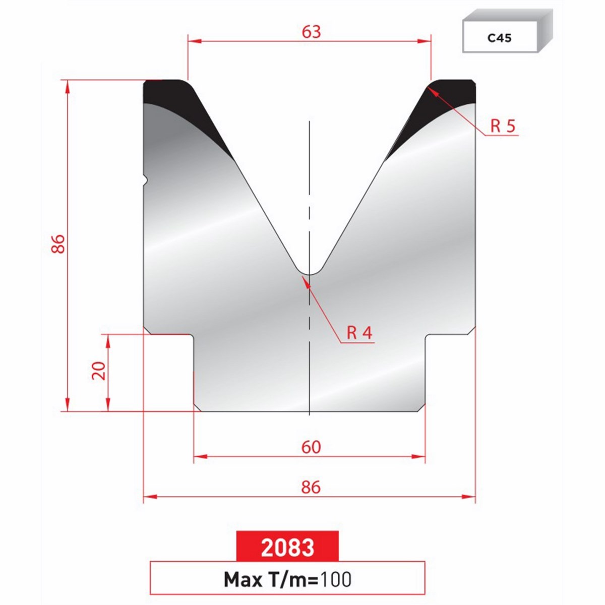 Matrice 1V - 60° N° 2083 Lg: 415 mm