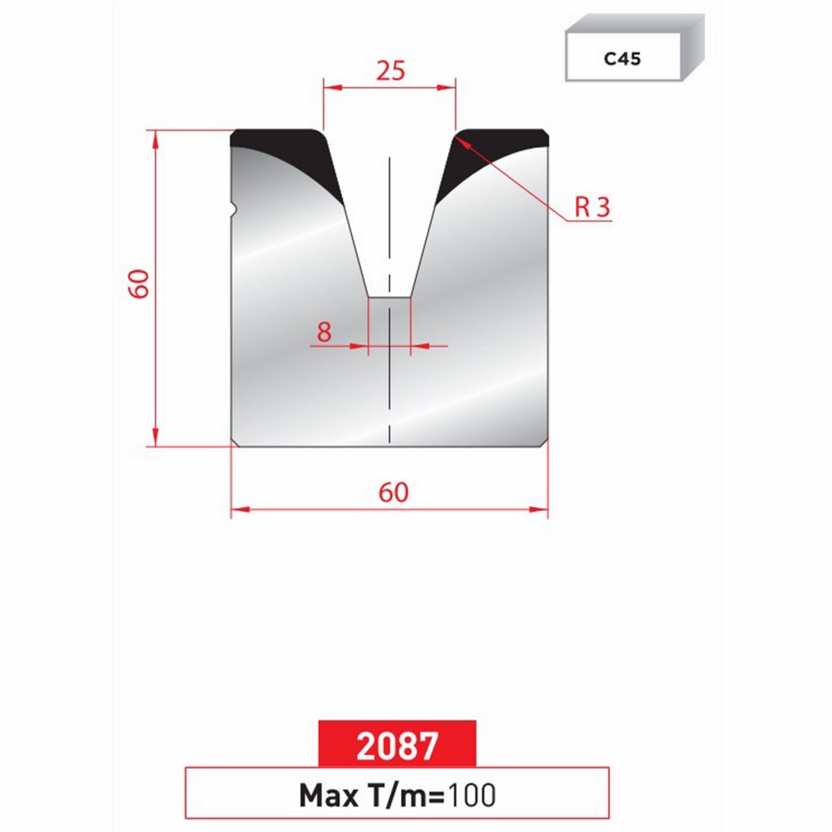 Matrice 1V - 30° N° 2087 Lg: 415 mm