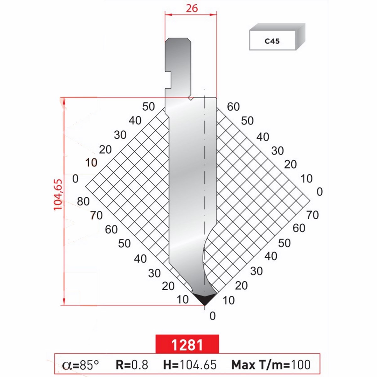 Poinçon 1281 Lg: 835 mm