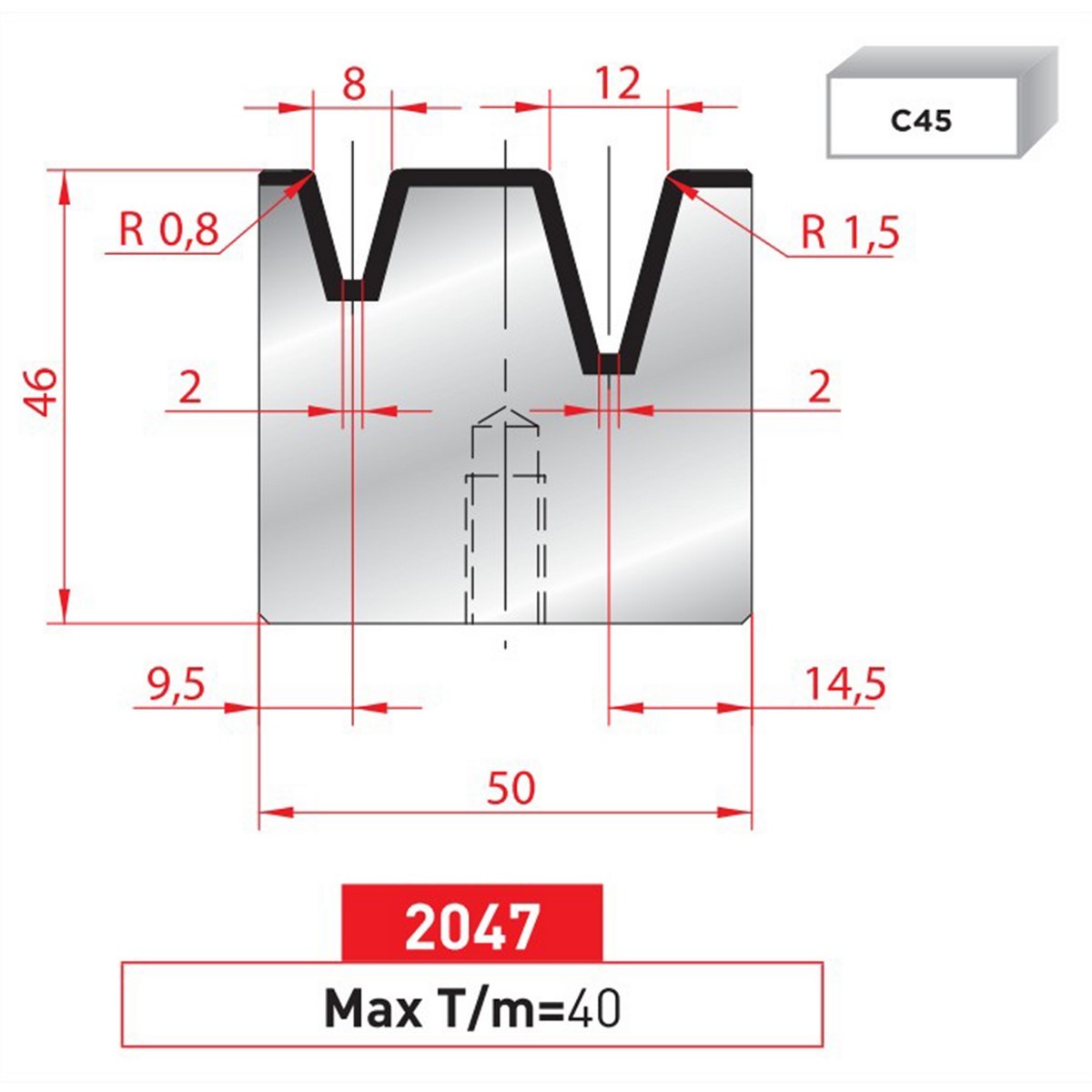 Matrice 2V - 30° N° 2047 Lg: 415 mm