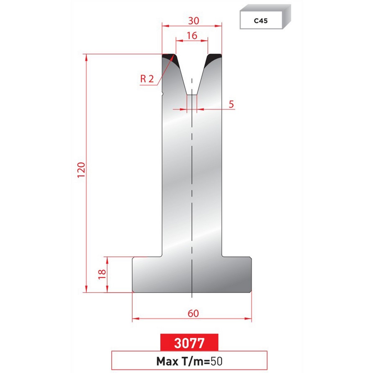 Matrice T - 30° N° 3077: 835 mm