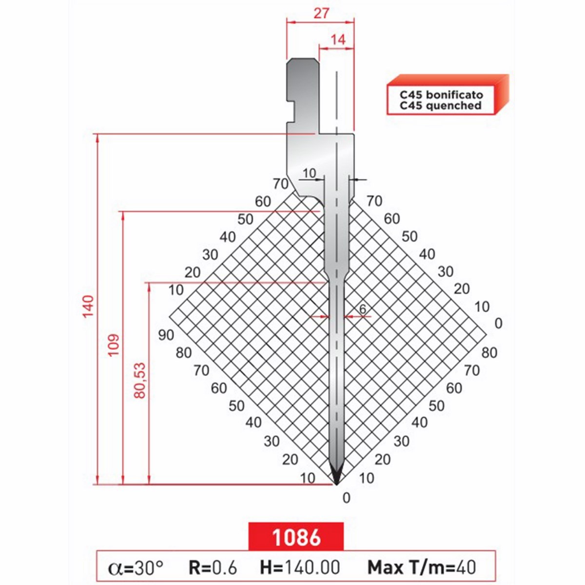 Poinçon 1086 Lg: 835 mm