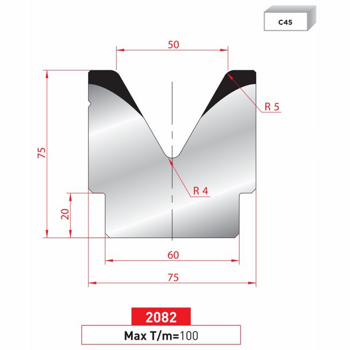 Matrice 1V - 60° N° 2082 Lg: 805 mm Fractionné