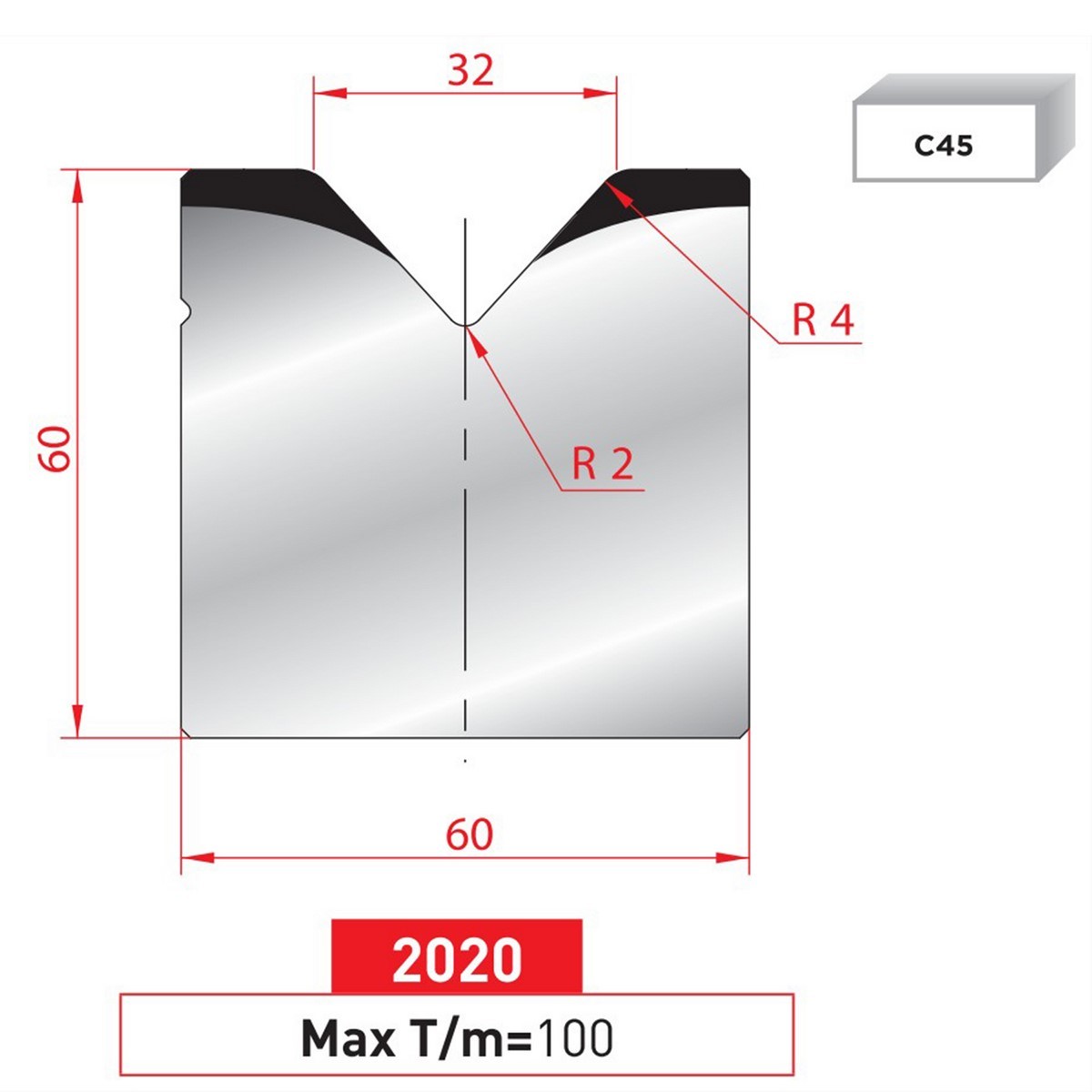 Matrice 1V - 85° N° 2020 Lg: 805 mm Fractionné