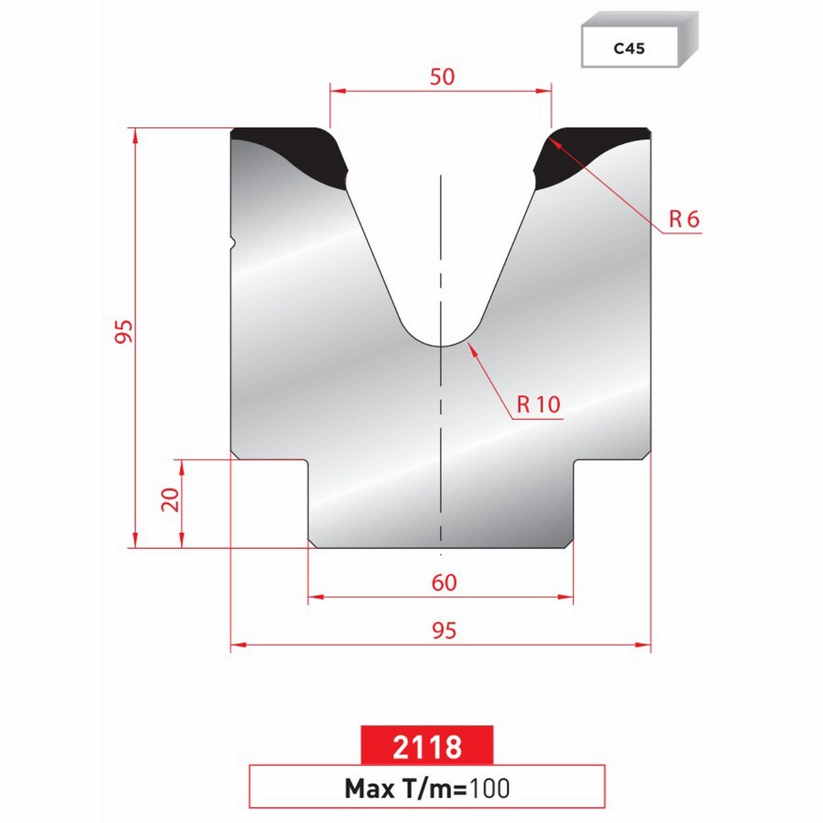 Matrice 1V - 45° N° 2118 Lg: 805 mm Fractionné