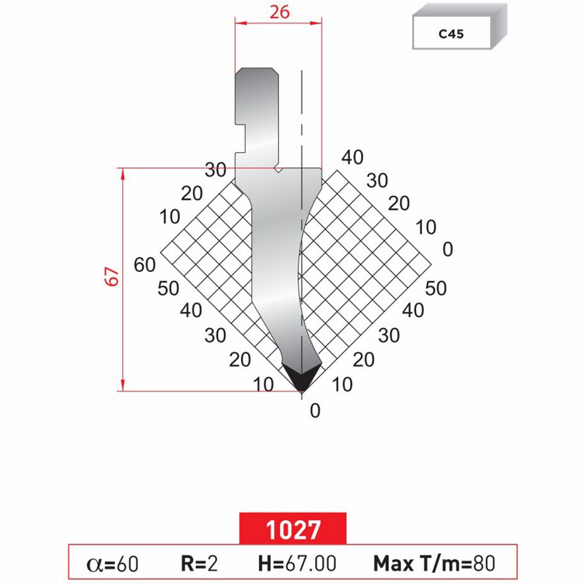Poinçon 1027 Lg: 805 mm Fractionné
