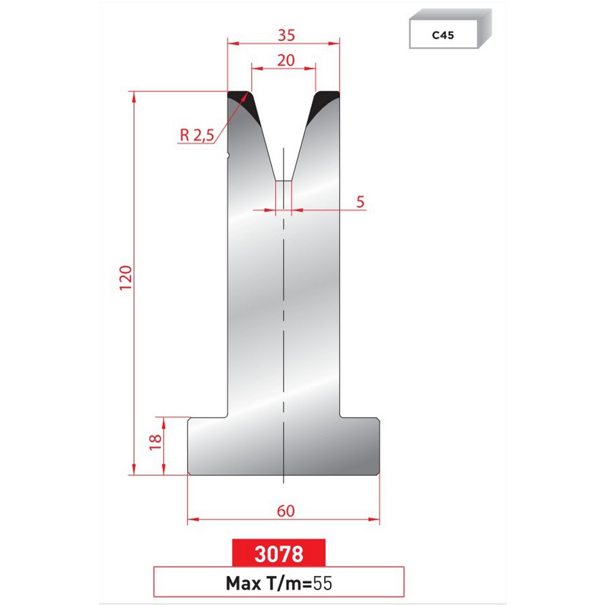 Matrice T - 30° N° 3078: 835 mm