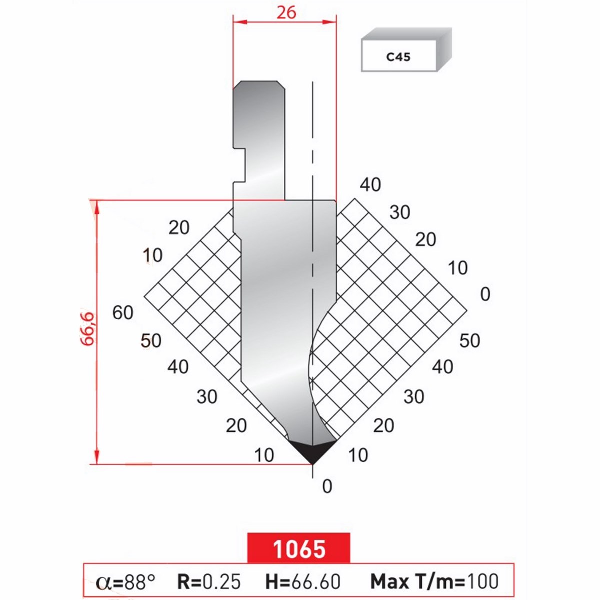 Poinçon 1065 Lg: 805 mm Fractionné