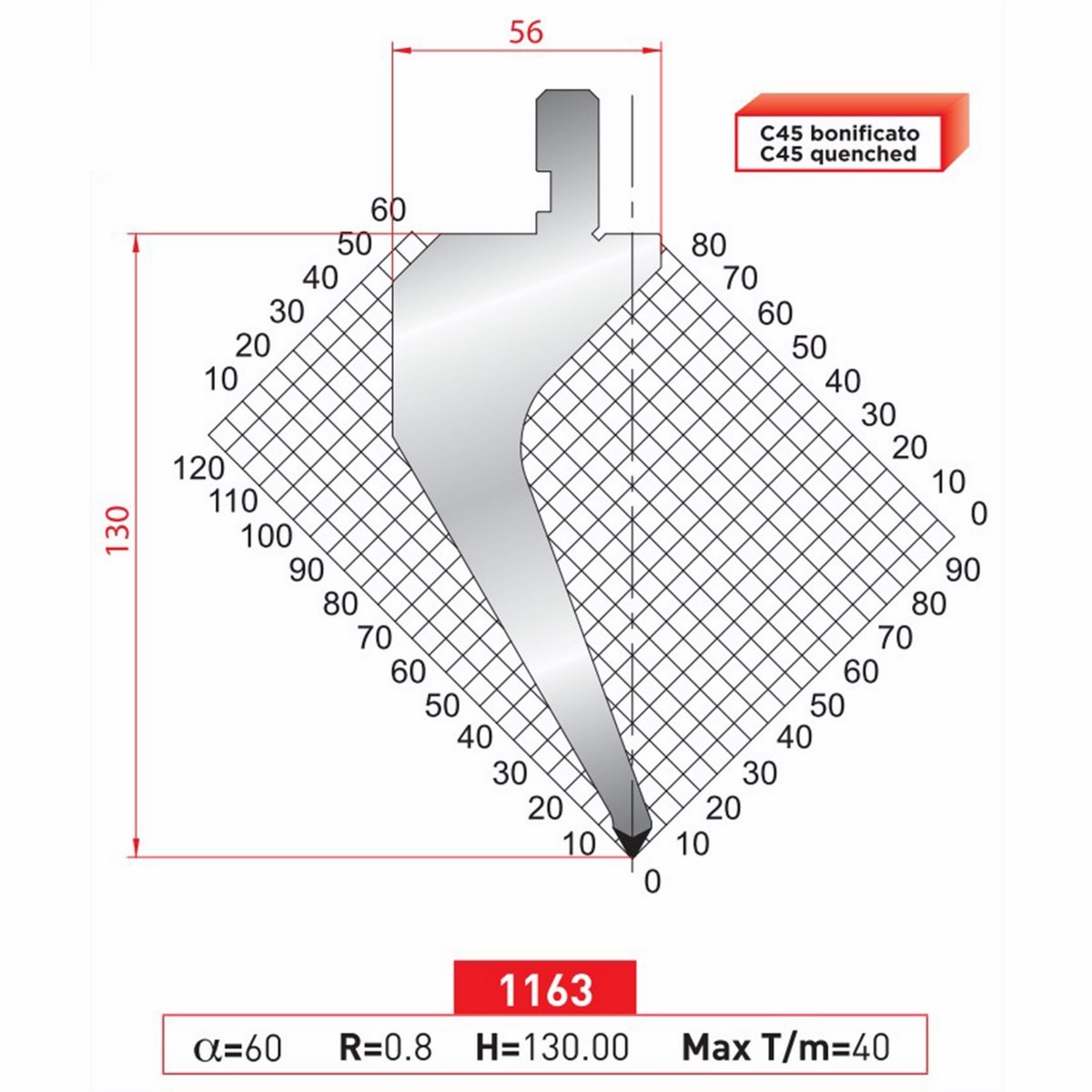 Poinçon 1163 Lg: 805 mm Fractionné