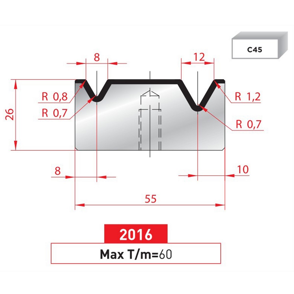 Matrice 2V - 60° N° 2016 Lg: 835 mm