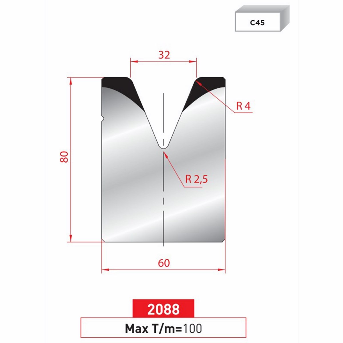 Matrice 1V - 45° N° 2088 Lg: 835 mm