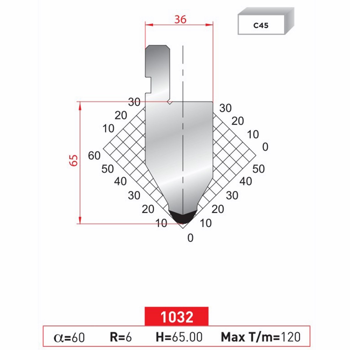 Poinçon 1032 Lg: 415 mm