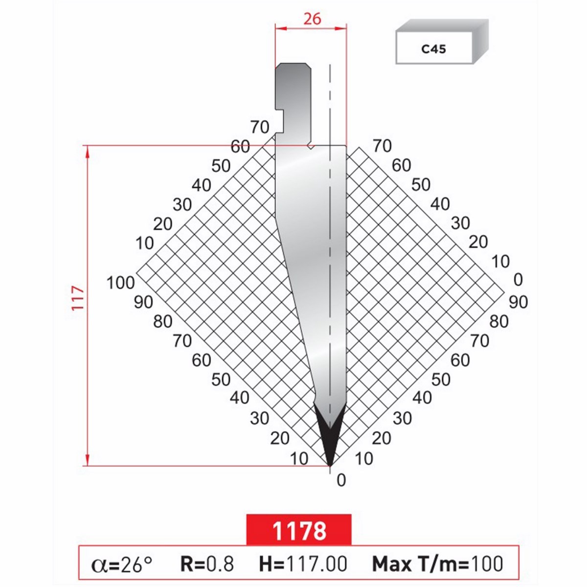 Poinçon 1178 Lg: 805 mm Fractionné