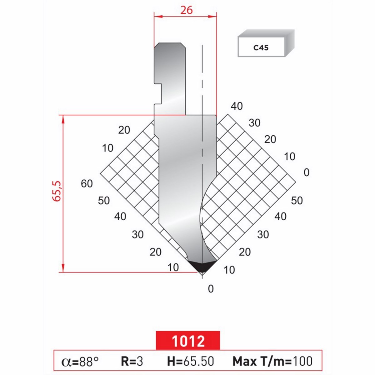 Poinçon 1012 Lg: 805 mm Fractionné