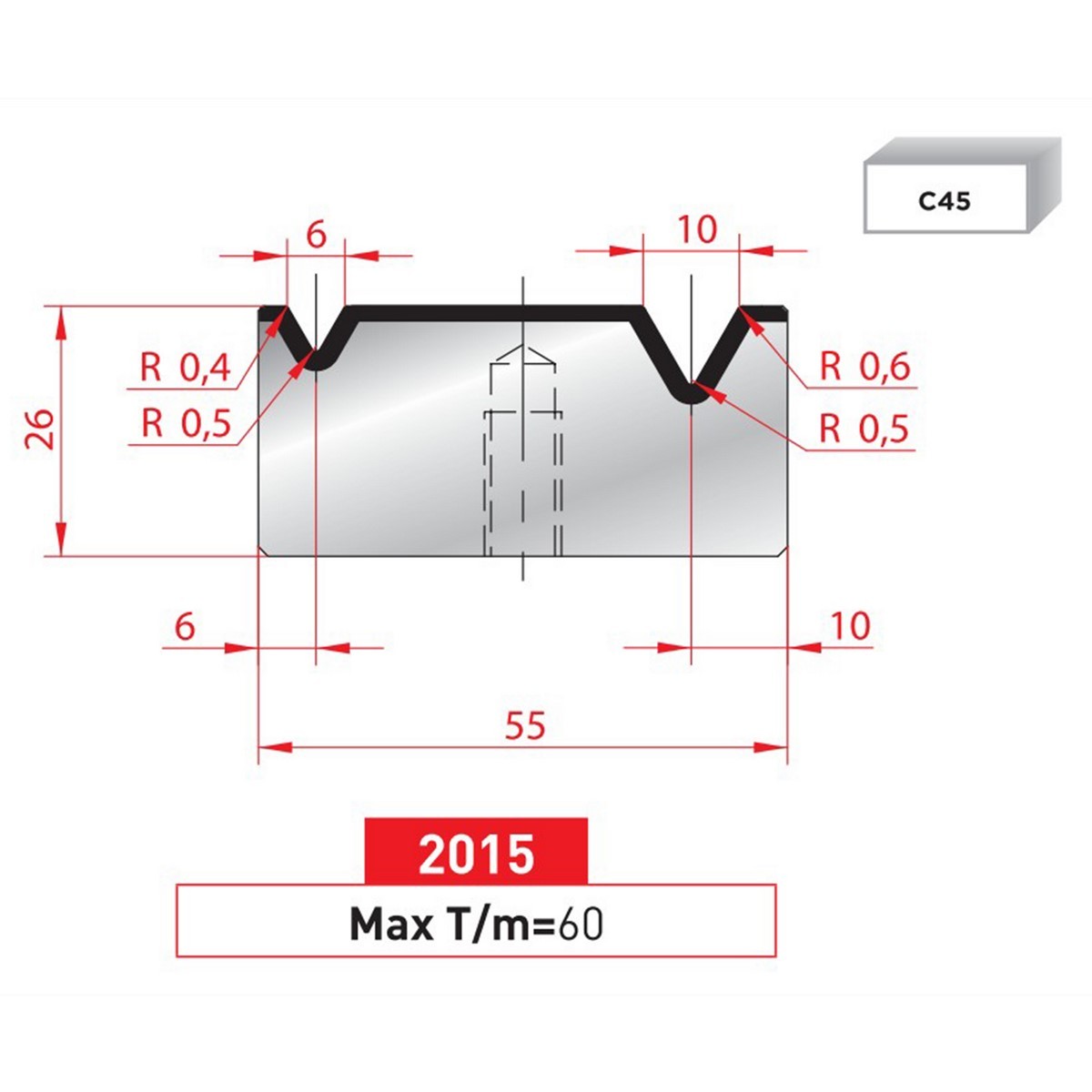 Matrice 2V - 60° N° 2015 Lg: 415 mm