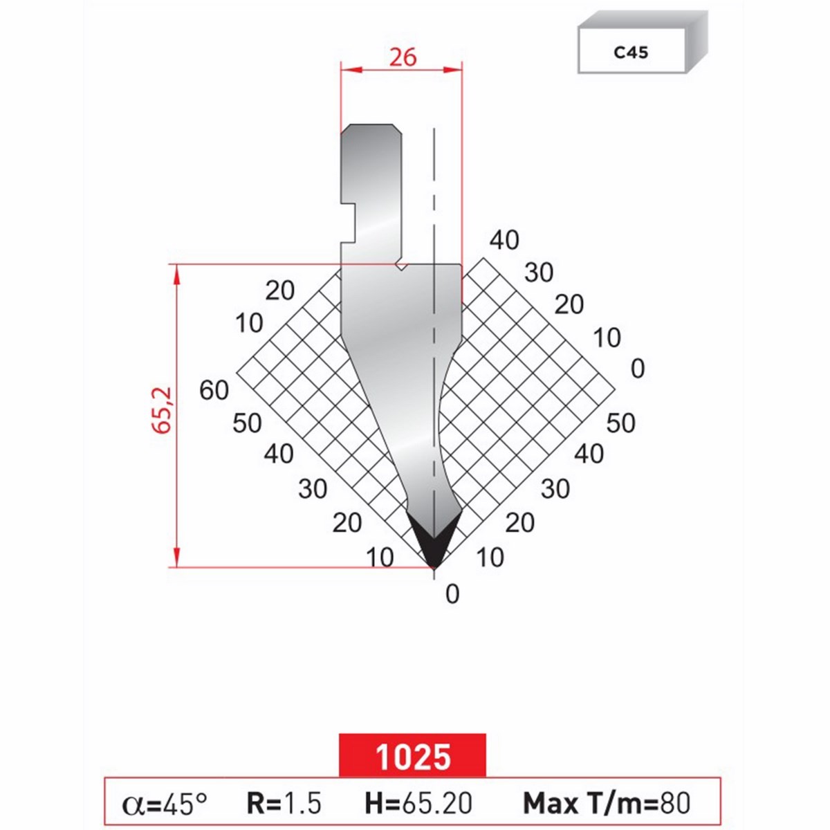 Poinçon 1025 Lg: 805 mm Fractionné