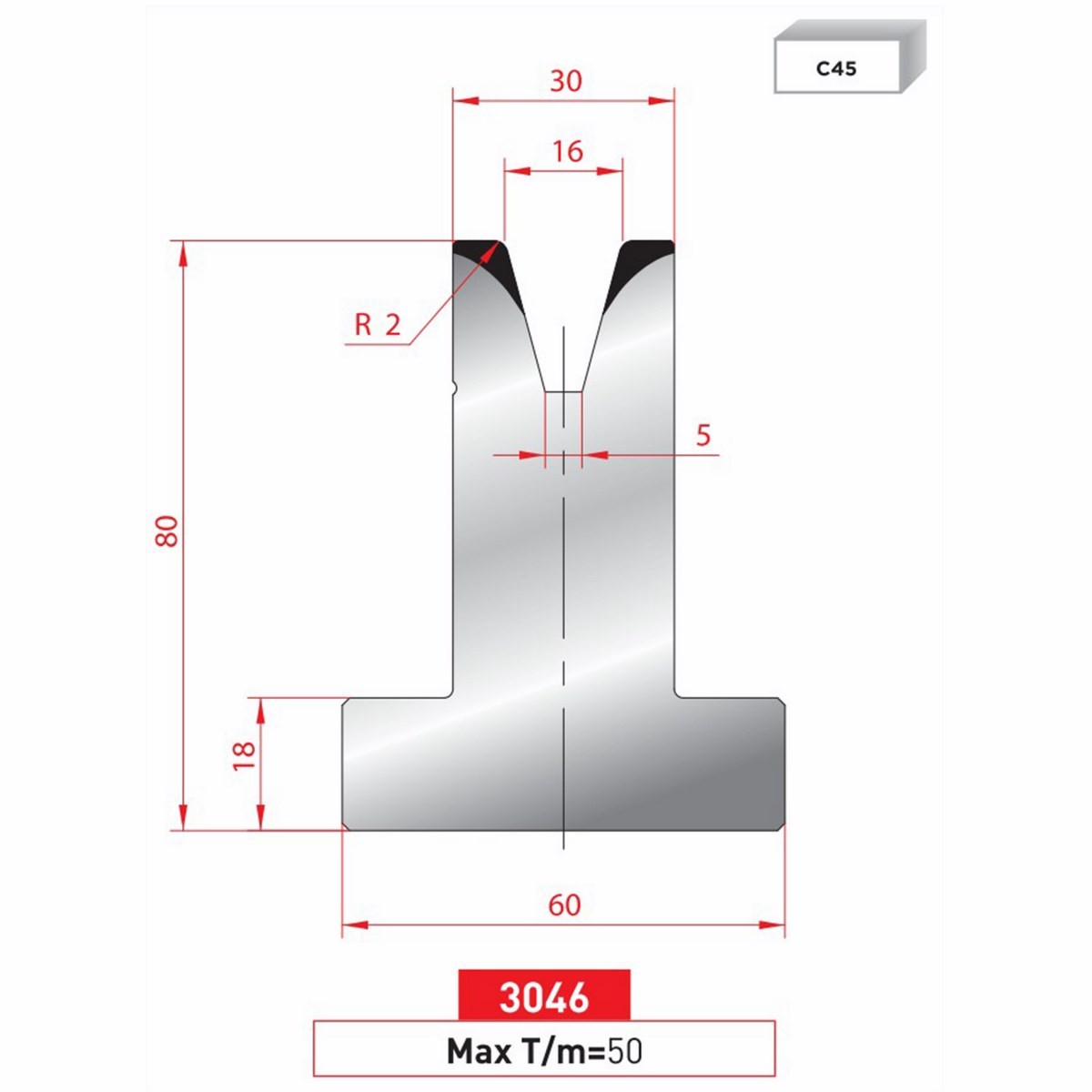 Matrice T - 30° N° 3046 Lg: 835 mm