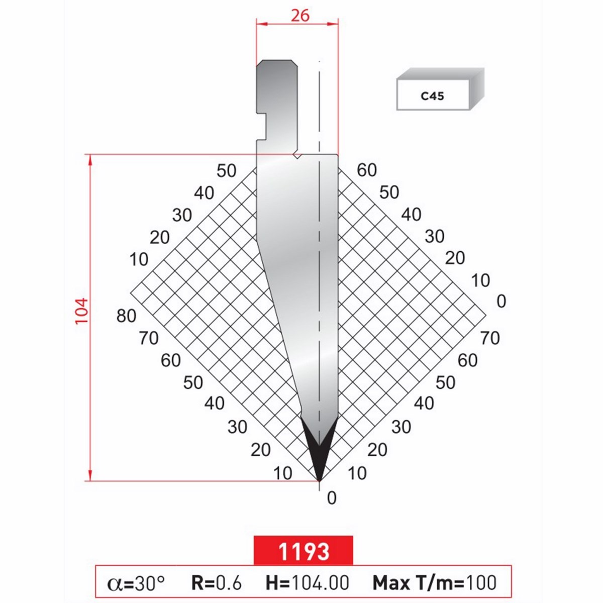 Poinçon 1193 Lg: 835 mm