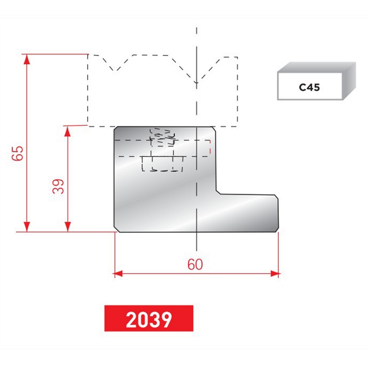 Support matrice 2V - N° 2039 Lg: 835 mm