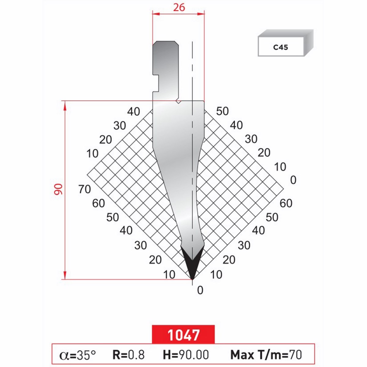 Poinçon 1047 Lg: 835 mm