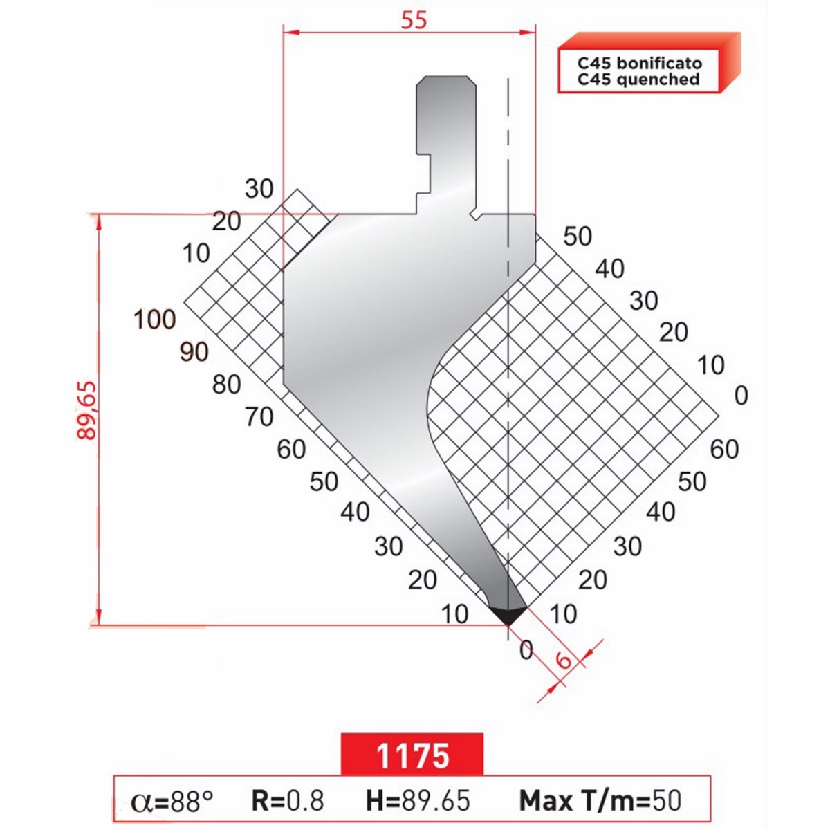 Poinçon 1175 Lg: 805 mm Fractionné