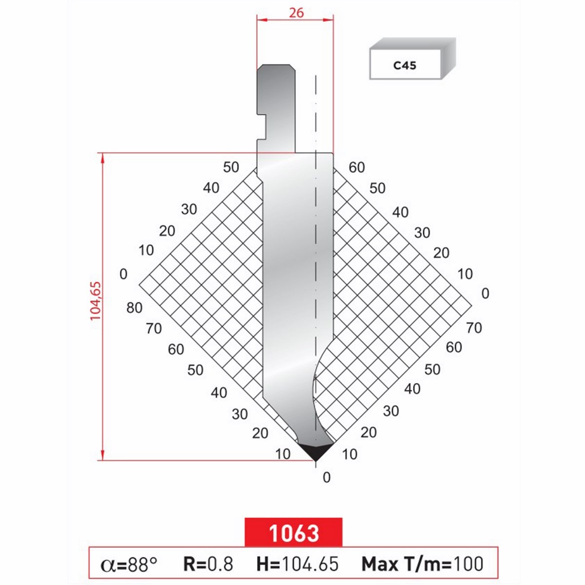 Poinçon 1063 Lg: 835 mm 