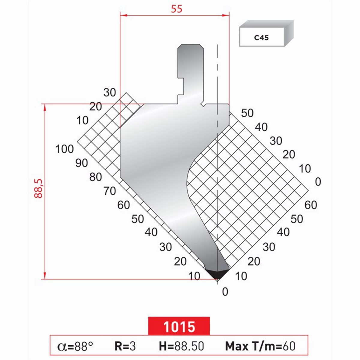 Poinçon 1015 Lg: 805 mm Fractionné