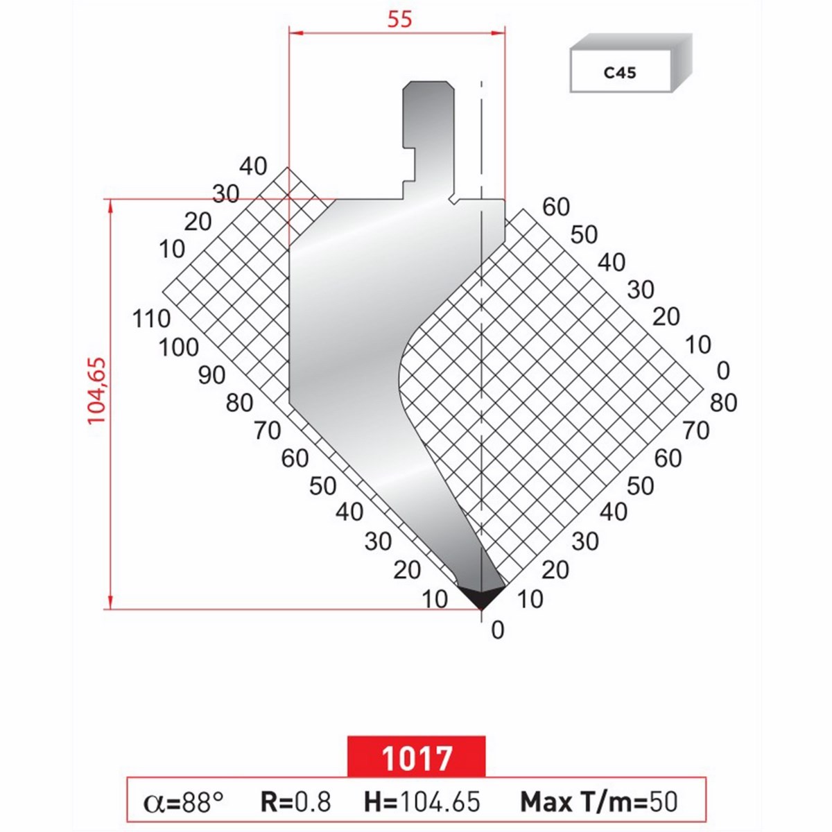 Poinçon 1017 Lg: 805 mm Fractionné