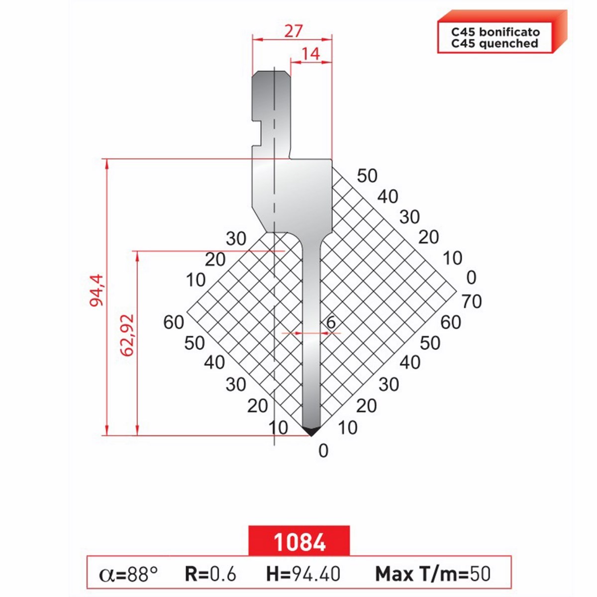 Poinçon 1084 Lg: 805 mm Fractionné