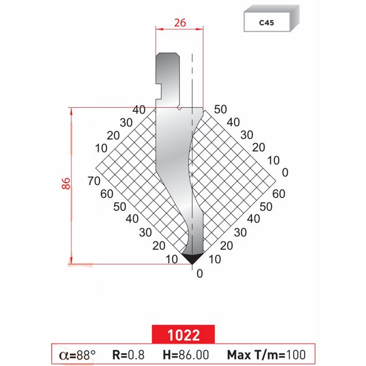 Poinçon 1022 Lg: 835 mm 