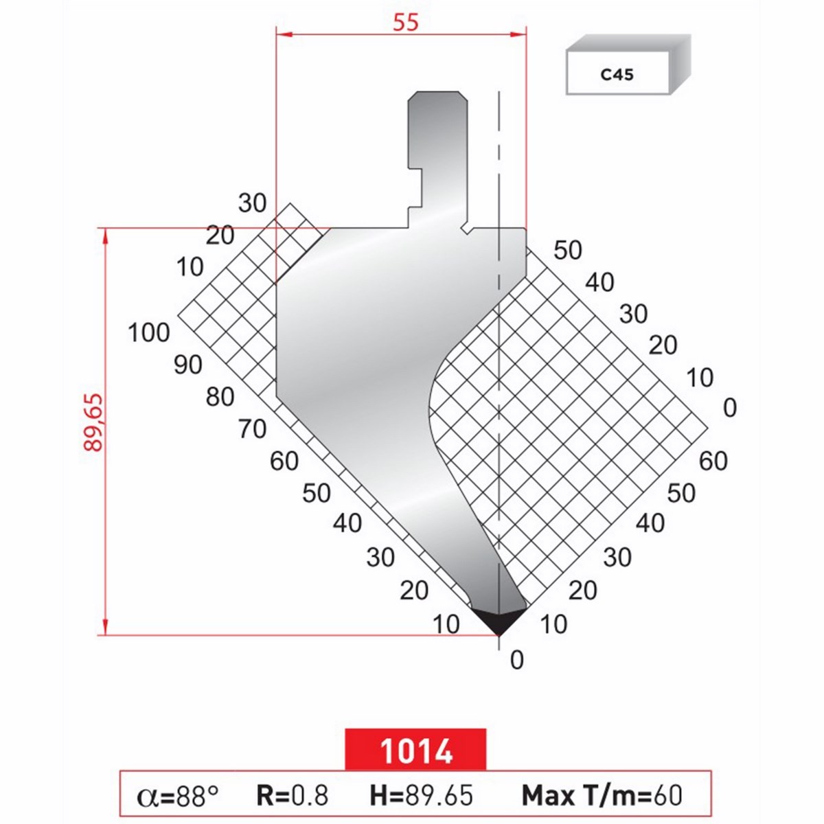 Poinçon 1014 Lg: 805 mm Fractionné