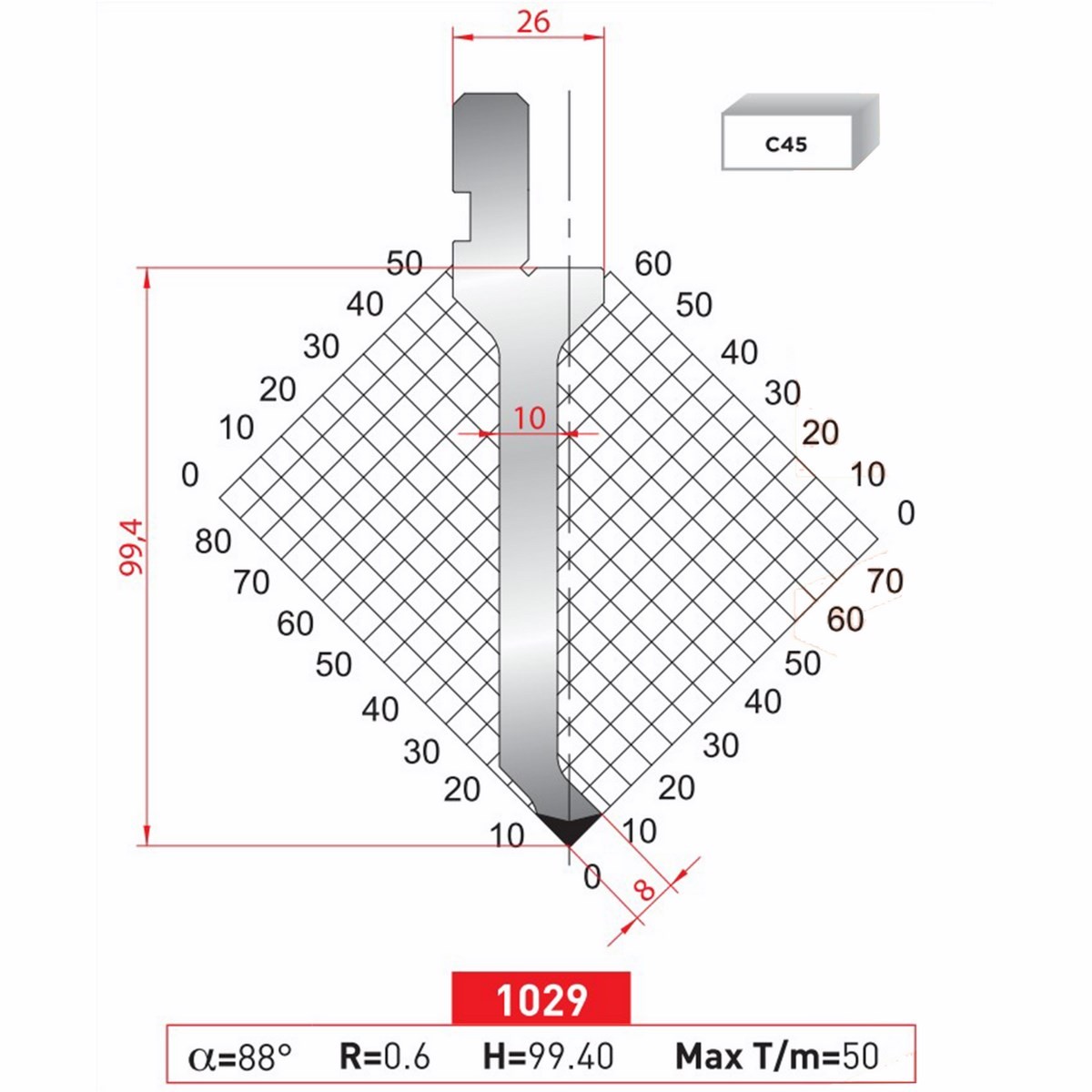 Poinçon 1029 Lg: 415 mm 