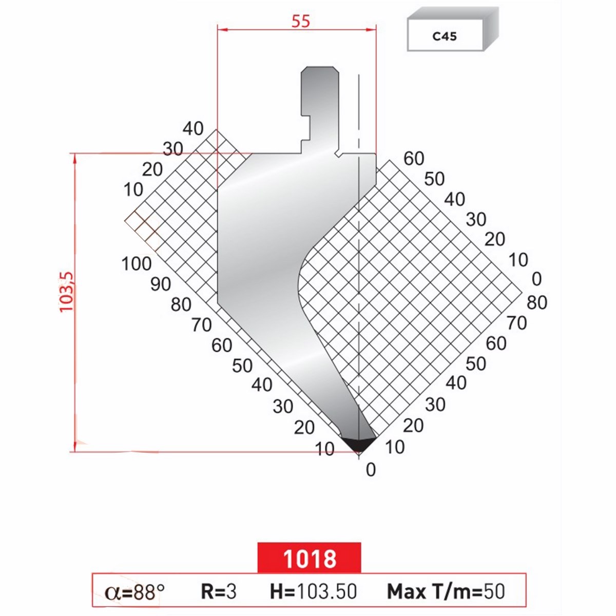 Poinçon 1018 Lg: 415 mm 