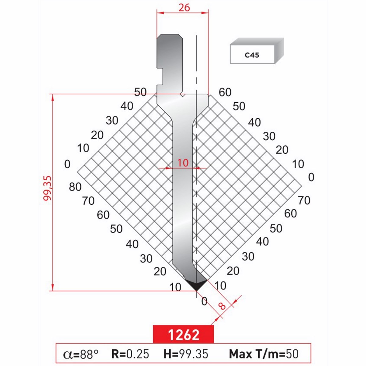 Poinçon 1262 Lg: 415 mm 