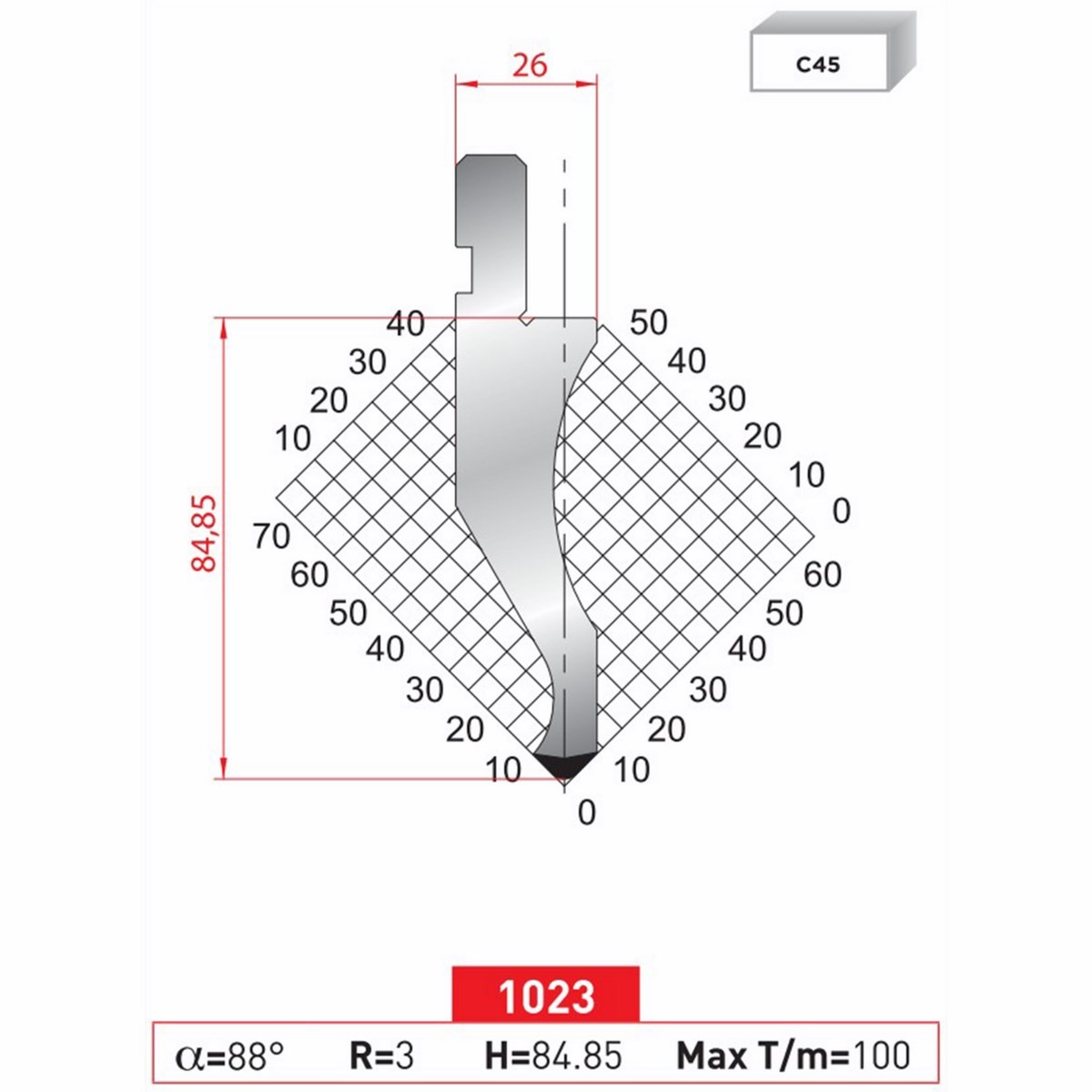 Poinçon 1023 Lg: 835 mm 