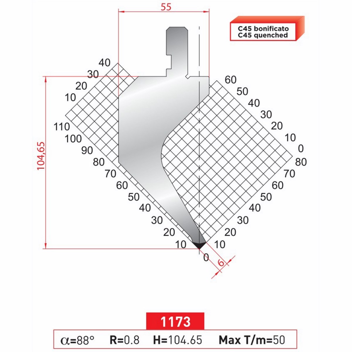 Poinçon 1173 Lg: 805 mm Fractionné