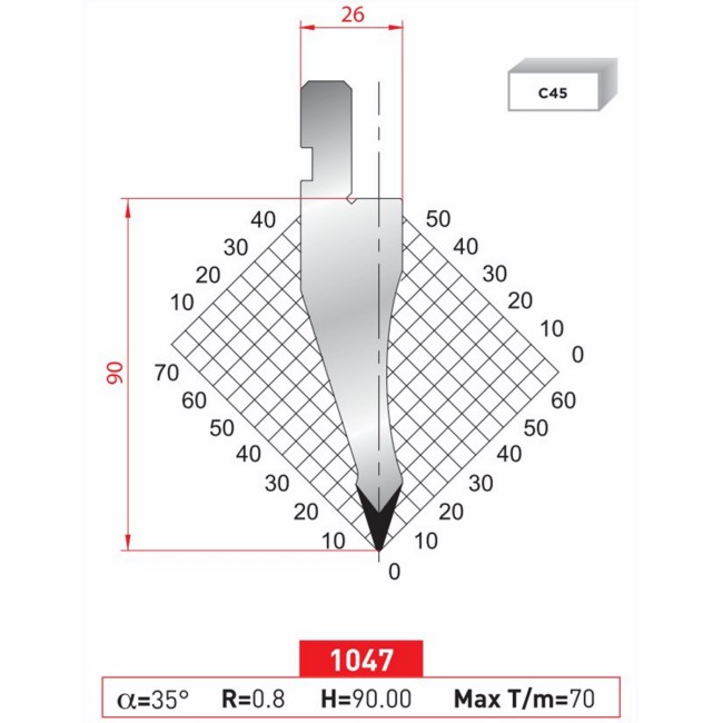 Poinçon 1047 Lg: 805 mm Fractionné