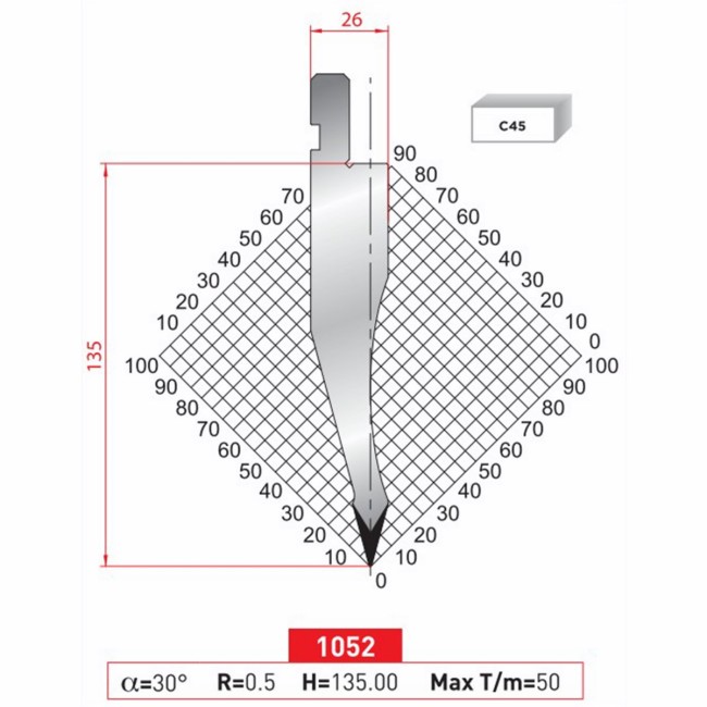 Poinçon 1052 Lg: 805 mm Fractionné