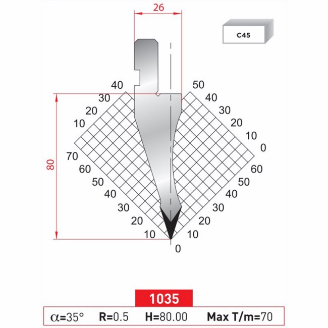 Poinçon 1035 Lg: 805 mm Fractionné