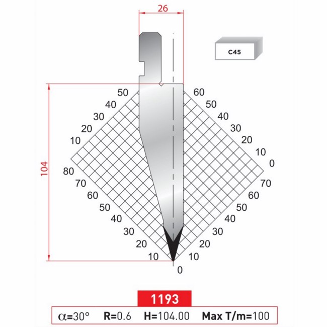 Poinçon 1193 Lg: 805 mm Fractionné